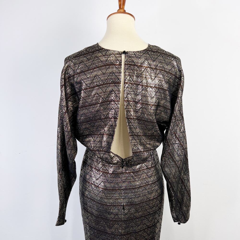 Vintage Flor Gold and black party dress 80s 70s Size Extra Small / Small - Picture 10 of 11